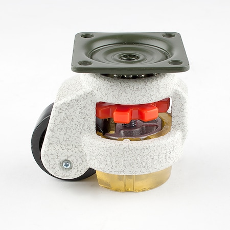 Foot Master Leveling Caster, 42 mm Nylon Wheel, 55x55 mm Plate, Swivel, 60 kg Cap, PU Foot Pad, Ivory GD-40-F-NYN-CUR